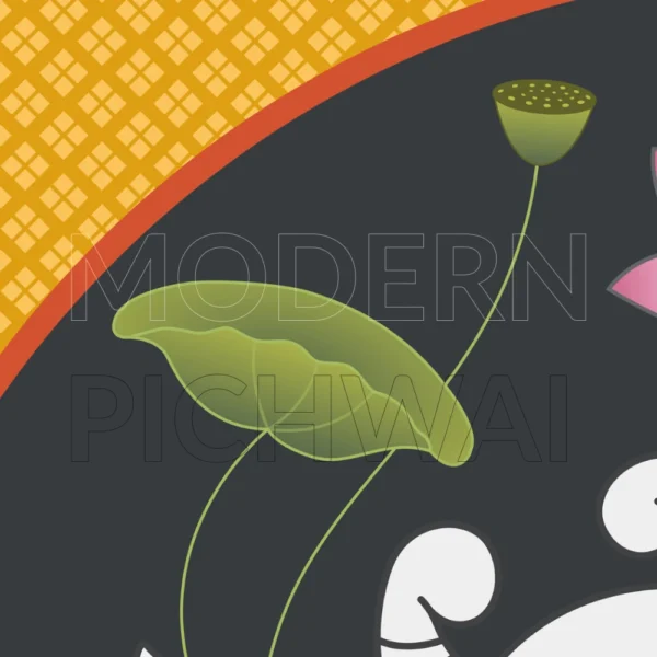 A Beautiful Contemporary Digital Pichwai Nandi with Lotus Artwork For Pooja Room