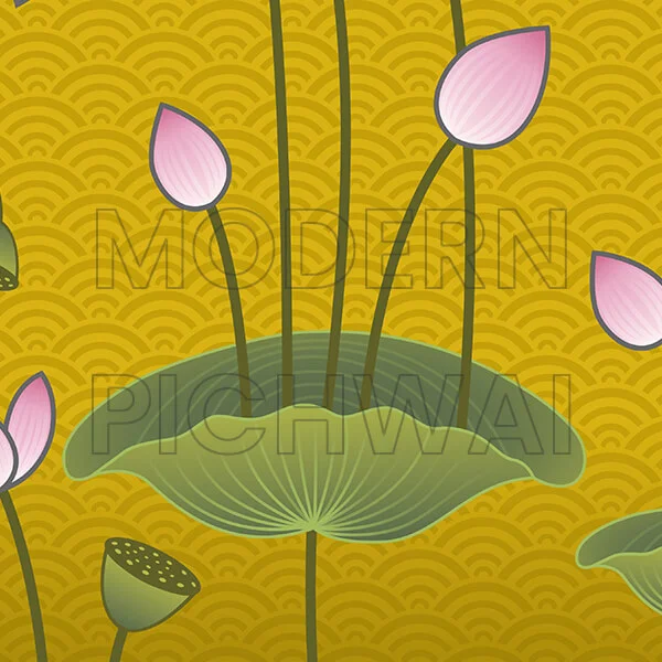 A Beautiful Contemporary Digital Pichwai Painting with Nandi and Lotus for Home wall Decor