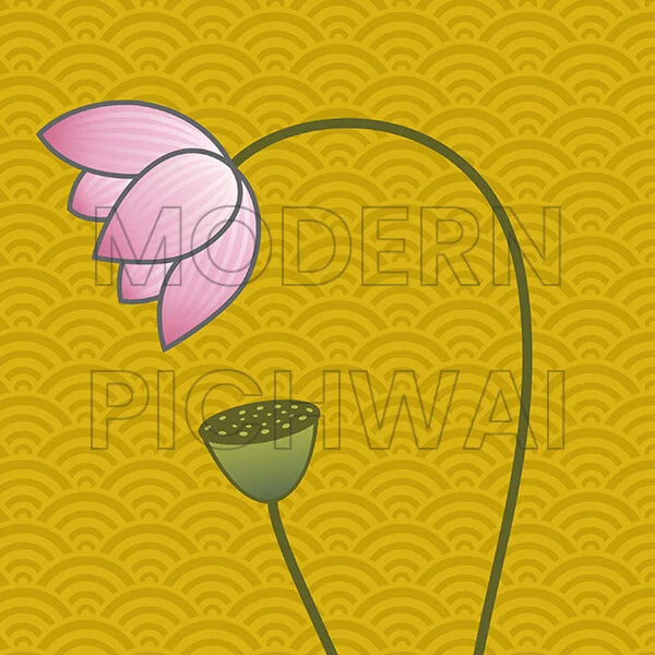 A Beautiful Contemporary Digital Pichwai Painting with Nandi and Lotus for Home wall Decor