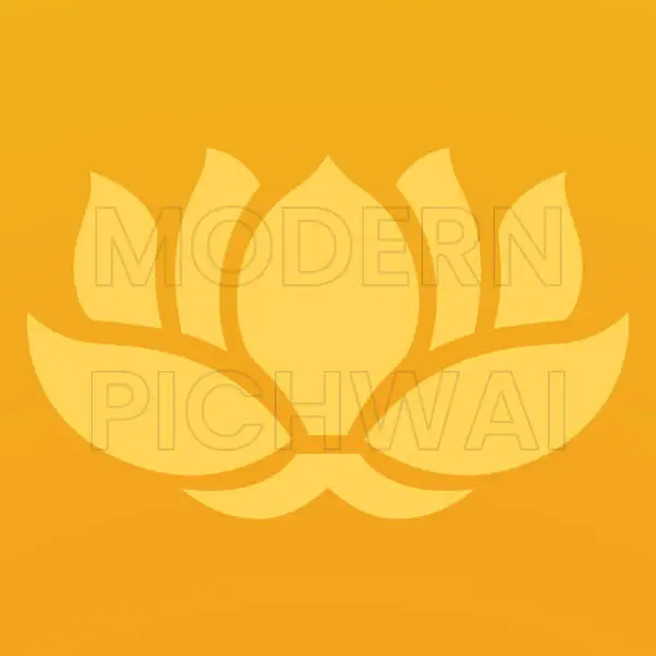 Pichwai Cow with Temple Gate and Lotus