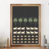 Beautiful Contemporary Digital Pichwai Painting of Nandi, Lotus, and Tree for Home Wall Decor