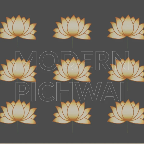 Beautiful Contemporary Digital Pichwai Painting of Nandi, Lotus, and Tree for Home Wall Decor