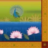 Shreenathji Digital Painting with Nandi, Peacock, Lotus for Pooja Room