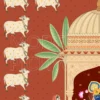 Shreenathji Digital Painting with Nandi, Peacock, Lotus for Pooja Room