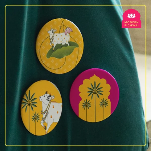 Bag Badges – Premium Combo Set of 5 | Lotus, Cow, Palm Trees & Traditional Motifs