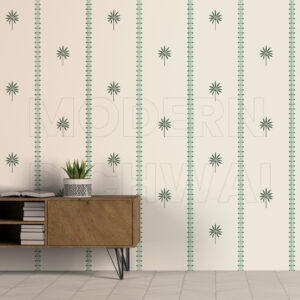Tropical Palm Grid Wallpaper with Classic Green Border