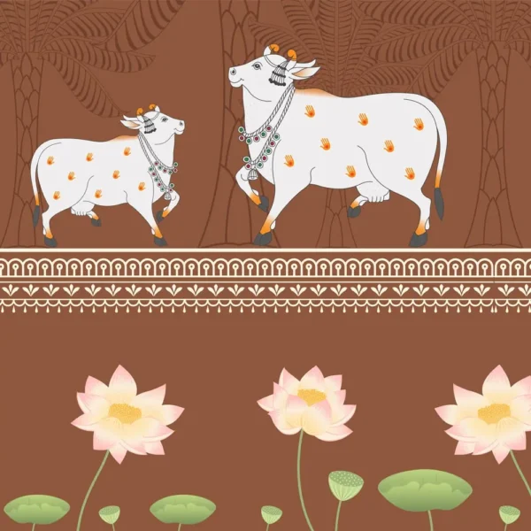 Divine Harmony – Cow & Lotus Under the Arch